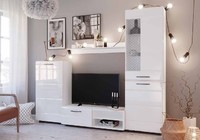 Гостиная Асти, набор №ББ-3 белый глянец-белый глянец